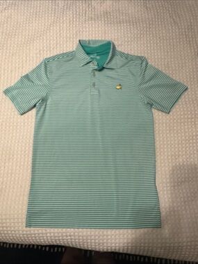 Masters Mint Green Striped Polo Shirt- like new